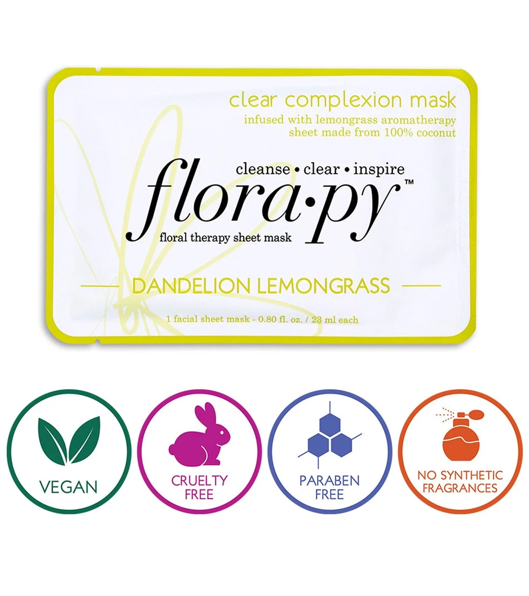 Florapy Clear Complexion Aromatherapy Sheet Mask, Dandelion Lemongrass 5 Florapy Clear Complexion Aromatherapy Sheet Mask, Dandelion Lemongrass - Image 3