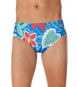Speedo Vibe Men's Printed One Brief Swimsuit Retro Floral/Turkish Sea -Swimming Equipment Shop 7762689196200 retrofloralturkishsea