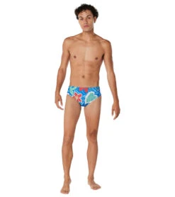 Speedo Vibe Men's Printed One Brief Swimsuit Retro Floral/Turkish Sea -Swimming Equipment Shop 7762689196200 retrofloralturkishsea 3a