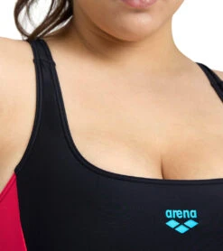 Arena Women's Plus Size Print Threefold V Back One Piece Swimsuit -Swimming Equipment Shop 8591113519272 blackanguria 4a