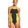 Speedo Women's Spark Splice Flyback One Piece Swimsuit 2 Speedo Women's Spark Splice Flyback One Piece Swimsuit -Swimming Equipment Shop 8635086405800 blackyellow 1a