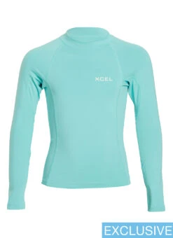 Xcel Girls' Premium Stretch Short Sleeve Performance Fit UV Rashguard 9 Xcel Girls' Premium Stretch Short Sleeve Performance Fit UV Rashguard -Swimming Equipment Shop 8636893986984 glacierblue 1a