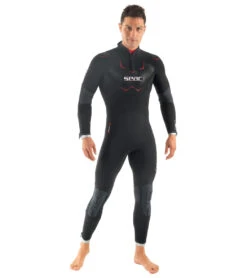 Seac USA Men's 5mm Space Back Zip Fullsuit Wetsuit -Swimming Equipment Shop 8637082140840 black 1a