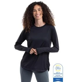 Bloq UV Women's Relaxed Scallop Long Sleeve UPF 50 Sun Shirt -Swimming Equipment Shop 8637912907944 black