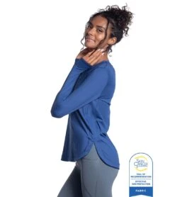Bloq UV Women's Relaxed Scallop Long Sleeve UPF 50 Sun Shirt -Swimming Equipment Shop 8637912907944 navy 2a