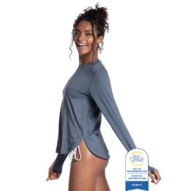 Bloq UV Women's Relaxed Scallop Long Sleeve UPF 50 Sun Shirt -Swimming Equipment Shop 8637912907944 smoke 2a