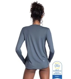 Bloq UV Women's Relaxed Scallop Long Sleeve UPF 50 Sun Shirt -Swimming Equipment Shop 8637912907944 smoke 3a