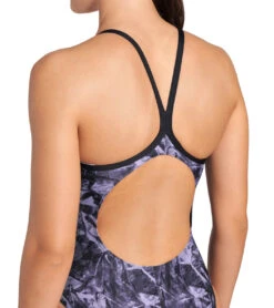 Arena Women's Team Crackle Lightdrop Back One Piece Swimsuit -Swimming Equipment Shop 8637997121704 blackteamblack 5a