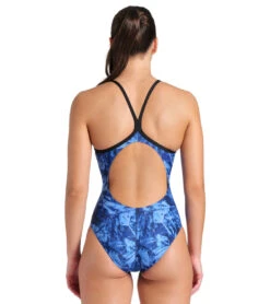 Arena Women's Team Crackle Lightdrop Back One Piece Swimsuit -Swimming Equipment Shop 8637997121704 blackteamroyal 3a
