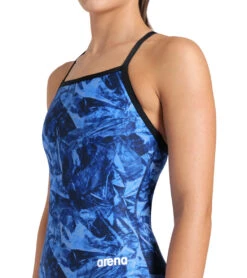 Arena Women's Team Crackle Lightdrop Back One Piece Swimsuit -Swimming Equipment Shop 8637997121704 blackteamroyal 4a