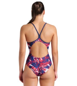 Arena Women's Team Crackle Lightdrop Back One Piece Swimsuit -Swimming Equipment Shop 8637997121704 navyteamredwhiteblue 3a