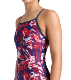 Arena Women's Team Crackle Lightdrop Back One Piece Swimsuit -Swimming Equipment Shop 8637997121704 navyteamredwhiteblue 4a