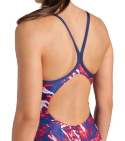 Arena Women's Team Crackle Lightdrop Back One Piece Swimsuit -Swimming Equipment Shop 8637997121704 navyteamredwhiteblue 5a