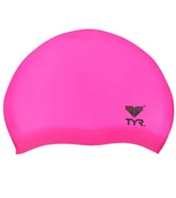 TYR Wrinkle-Free Silicone Junior Swim Cap -Swimming Equipment Shop 8638349148328 fluorescentpink 1a