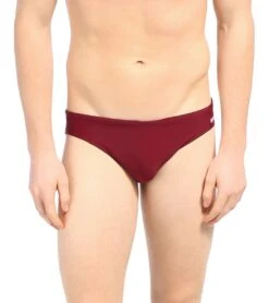 Sporti Solid Swim Euro Brief Swimsuit -Swimming Equipment Shop 8638383849640 maroon 1a