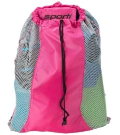 Sporti Premium Mesh Backpack 27 Sporti Premium Mesh Backpack -Swimming Equipment Shop 8638390829224 pinkgrey 1a