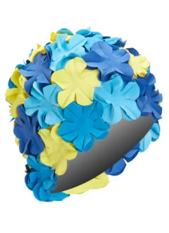 Sporti Flower Swim Cap -Swimming Equipment Shop 8638401904808 navyroyalltblueyellow 2a
