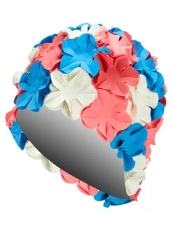 Sporti Flower Swim Cap -Swimming Equipment Shop 8638401904808 redhotpinkwhiteblue