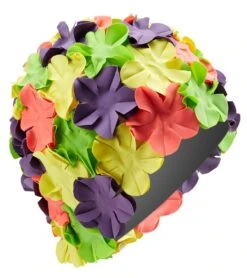 Sporti Flower Swim Cap -Swimming Equipment Shop 8638401904808 yellowhotpinkemeraldpurple 2a