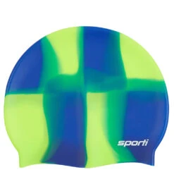 Sporti Multi Color Silicone Swim Cap -Swimming Equipment Shop 8638423990440 navyneonyellow