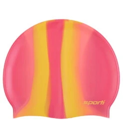 Sporti Multi Color Silicone Swim Cap -Swimming Equipment Shop 8638423990440 pinkyellowsorbet 1a