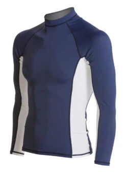 Sporti Men's L/S UPF 50+ Sport Fit Rash Guard -Swimming Equipment Shop 8638631477416 navywhite 2a