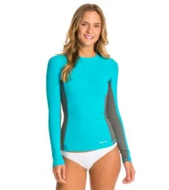 Sporti Women's L/S UPF 50+ Sport Fit Rash Guard 35 Sporti Women's L/S UPF 50+ Sport Fit Rash Guard -Swimming Equipment Shop 8638631674024 aquabluegrey 1a