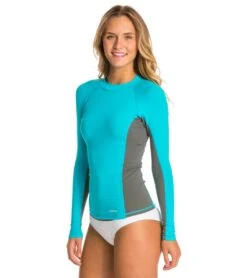 Sporti Women's L/S UPF 50+ Sport Fit Rash Guard 36 Sporti Women's L/S UPF 50+ Sport Fit Rash Guard -Swimming Equipment Shop 8638631674024 aquabluegrey 2a