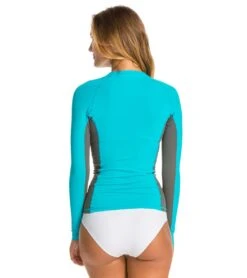 Sporti Women's L/S UPF 50+ Sport Fit Rash Guard 37 Sporti Women's L/S UPF 50+ Sport Fit Rash Guard -Swimming Equipment Shop 8638631674024 aquabluegrey 3a
