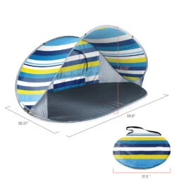 Picnic Time Manta Popup Sun/Wind Shelter Beach Tent -Swimming Equipment Shop 8638665949352 beachstripes 8a
