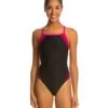 Waterpro Poly Splice Thin Strap One Piece Swimsuit 2 Waterpro Poly Splice Thin Strap One Piece Swimsuit -Swimming Equipment Shop 8638845976744 blackmagenta 1a