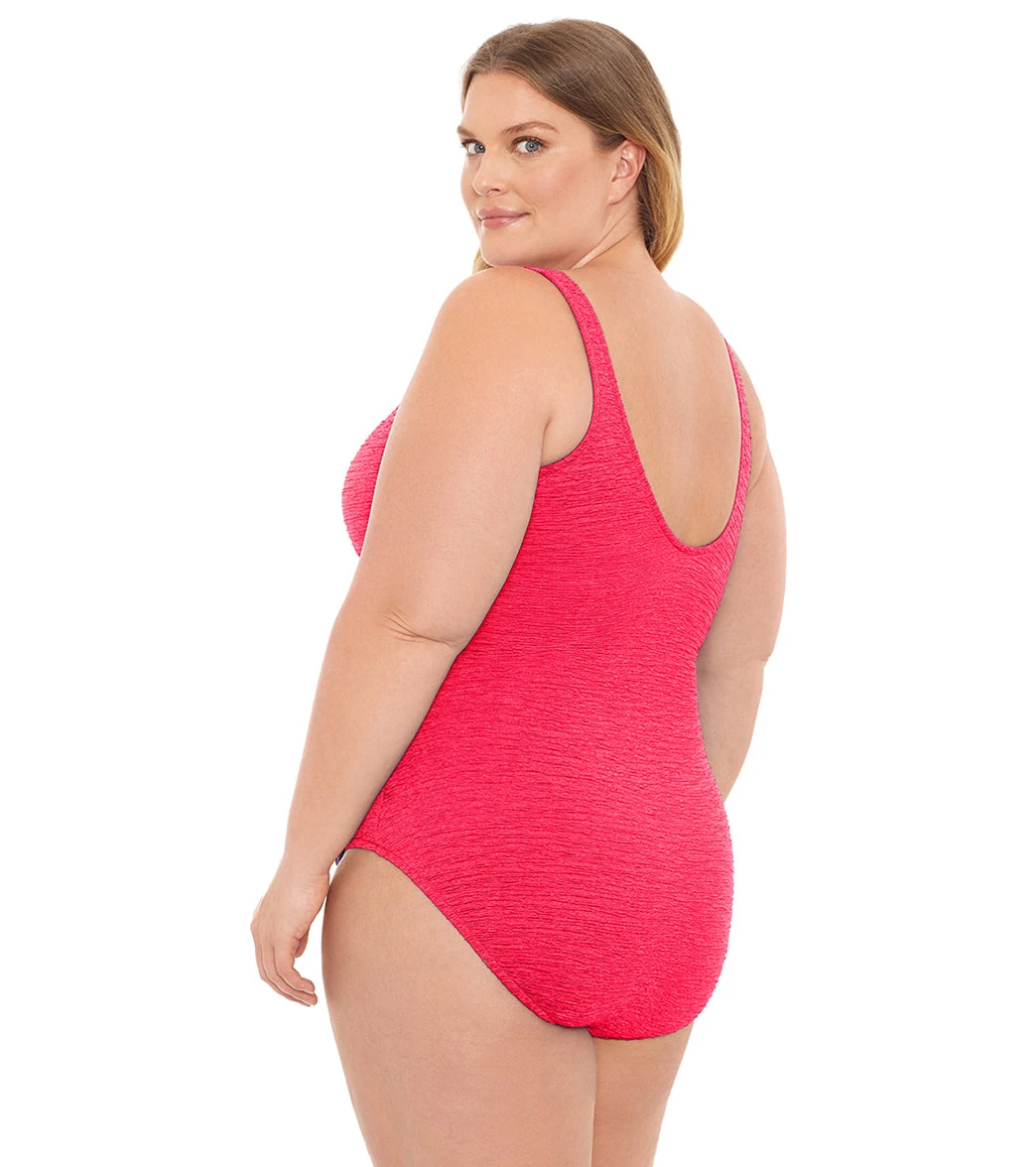 Krinkle By Penbrooke Plus Size Chlorine Resistant Mock Surplice One Piece Swimsuit 11 Krinkle By Penbrooke Plus Size Chlorine Resistant Mock Surplice One Piece Swimsuit - Image 9