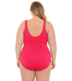 Krinkle By Penbrooke Plus Size Chlorine Resistant Mock Surplice One Piece Swimsuit 31 Krinkle By Penbrooke Plus Size Chlorine Resistant Mock Surplice One Piece Swimsuit -Swimming Equipment Shop 8638986059944 cherrypink 3a