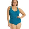 Krinkle By Penbrooke Plus Size Chlorine Resistant Mock Surplice One Piece Swimsuit 2 Krinkle By Penbrooke Plus Size Chlorine Resistant Mock Surplice One Piece Swimsuit -Swimming Equipment Shop 8638986059944 darktealbue 1a