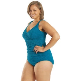 Krinkle By Penbrooke Plus Size Chlorine Resistant Mock Surplice One Piece Swimsuit 26 Krinkle By Penbrooke Plus Size Chlorine Resistant Mock Surplice One Piece Swimsuit -Swimming Equipment Shop 8638986059944 darktealbue 5a