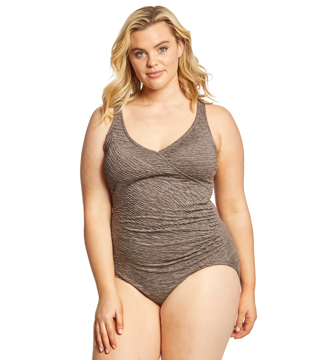 Krinkle By Penbrooke Plus Size Chlorine Resistant Mock Surplice One Piece Swimsuit 22 Krinkle By Penbrooke Plus Size Chlorine Resistant Mock Surplice One Piece Swimsuit - Image 20