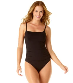 Anne Cole Women's Solid Shirred Lingerie One Piece Swimsuit 28 Anne Cole Women's Solid Shirred Lingerie One Piece Swimsuit -Swimming Equipment Shop 8639296897192 black 2a