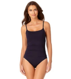 Anne Cole Women's Solid Shirred Lingerie One Piece Swimsuit