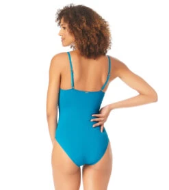Anne Cole Women's Solid Shirred Lingerie One Piece Swimsuit 39 Anne Cole Women's Solid Shirred Lingerie One Piece Swimsuit -Swimming Equipment Shop 8639296897192 teal 2a