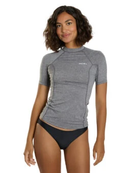 Xcel Women's Premium Stretch Short Sleeve Rash Guard With Key Pocket 34 Xcel Women's Premium Stretch Short Sleeve Rash Guard With Key Pocket -Swimming Equipment Shop 8639573688488 heathergrey