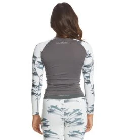 Xcel Women's Ocean Ramsey UV 6oz. Long Sleeve Rashguard -Swimming Equipment Shop 8639990005928 gunmetaldolphin 3a