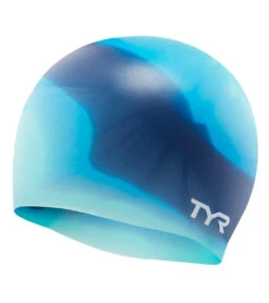 TYR Junior Tie Dye Swim Cap -Swimming Equipment Shop 8640159580328 blueteal 1a