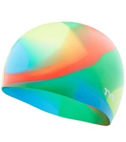 TYR Junior Tie Dye Swim Cap -Swimming Equipment Shop 8640159580328 blueyellowgreenorange