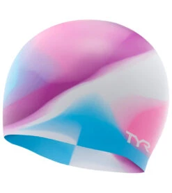 TYR Junior Tie Dye Swim Cap -Swimming Equipment Shop 8640159580328 pinkpurpleblue 1a