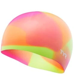 TYR Junior Tie Dye Swim Cap -Swimming Equipment Shop 8640159580328 pinkyelloworange
