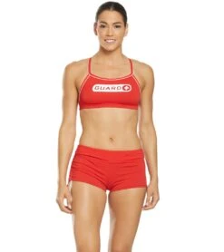 TYR Women's Guard Della Short -Swimming Equipment Shop 8640168165544 red 4a