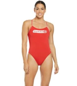 TYR Women's Guard Cutoutfit One Piece Swimsuit -Swimming Equipment Shop 8640168198312 red 4a