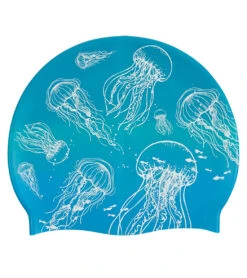 Sporti Jellyfish Silicone Swim Cap -Swimming Equipment Shop 8640300646568 blue 2a