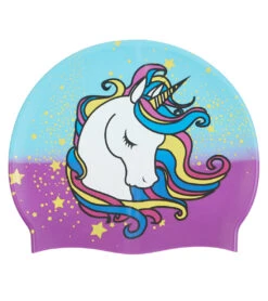 Sporti Unicorn Sparkle Silicone Swim Cap -Swimming Equipment Shop 8640300744872 purple 2a