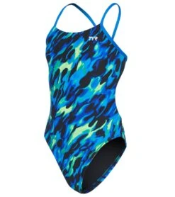TYR Girls' Draco Cutoutfit One Piece Swimsuit 30 TYR Girls' Draco Cutoutfit One Piece Swimsuit -Swimming Equipment Shop 8640345079976 bluegreen 1a